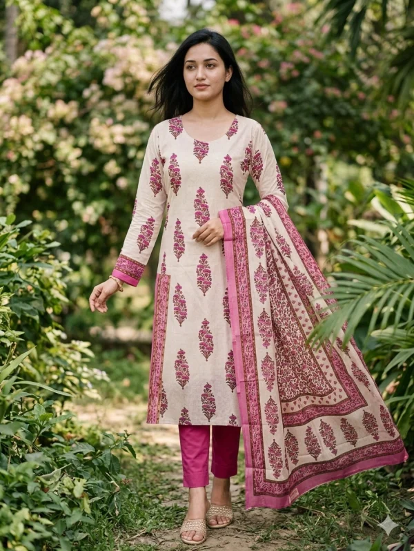 Pure Cotton Joypuri Bonoful Unstitched Three Piece - 1002 C