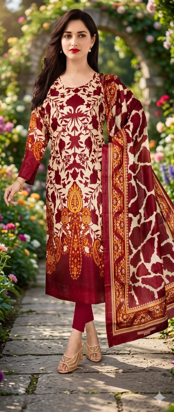 Pure Cotton Joypuri Bonoful Unstitched Three Piece - 1003 A