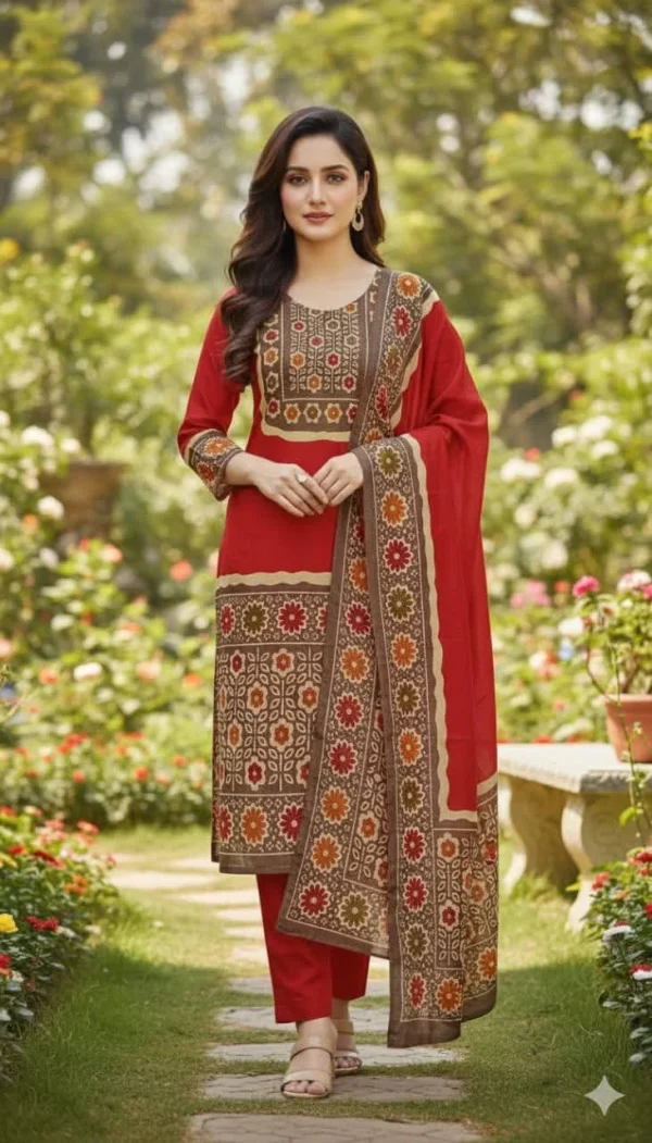 Pure Cotton Joypuri Bonoful Unstitched Three Piece - 1005 C