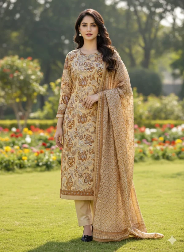 Pure Cotton Joypuri Bonoful Unstitched Three Piece - 1008 C