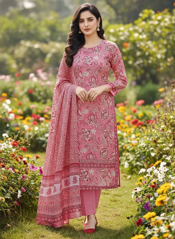 Pure Cotton Joypuri Bonoful Unstitched Three Piece - 1008 D