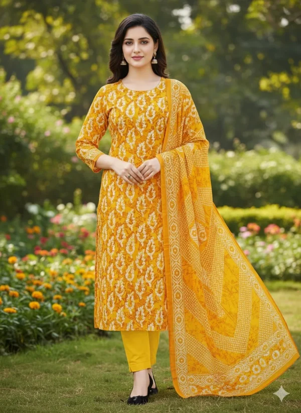 Pure Cotton Joypuri Bonoful Unstitched Three Piece - 1012 C