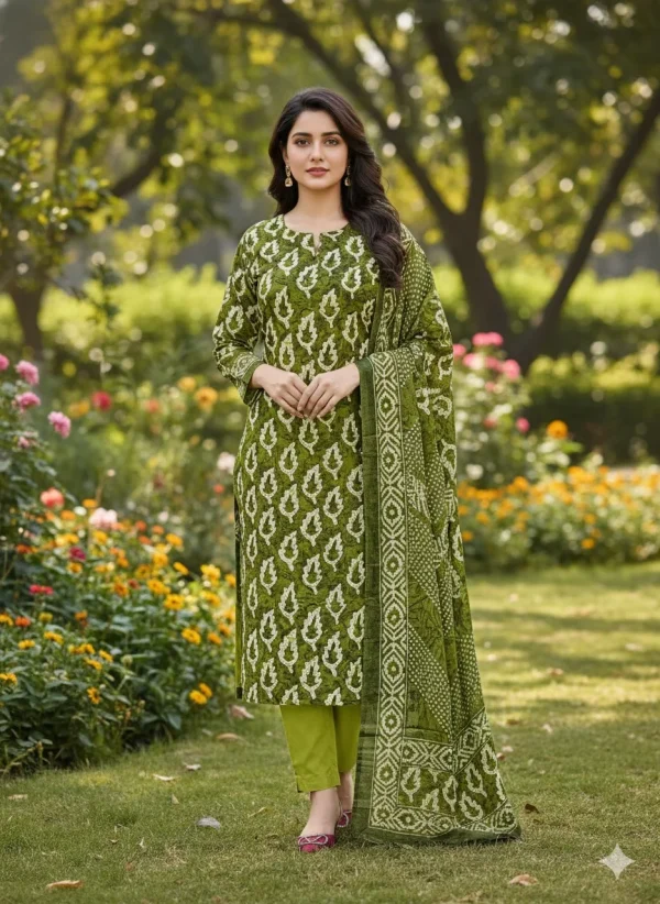 Pure Cotton Joypuri Bonoful Unstitched Three Piece - 1012 D