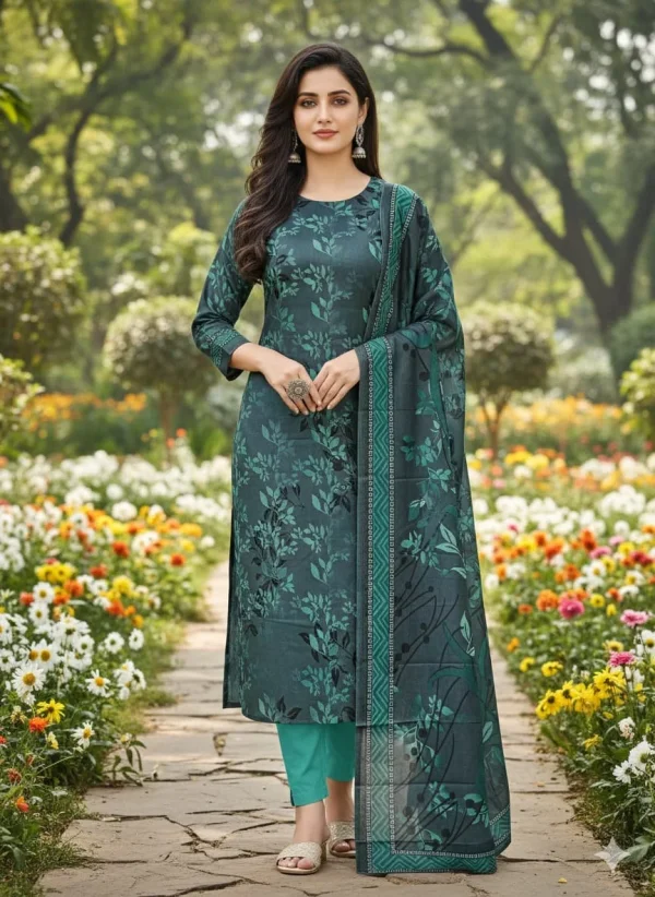 Pure Cotton Joypuri Bonoful Unstitched Three Piece - 1013 A