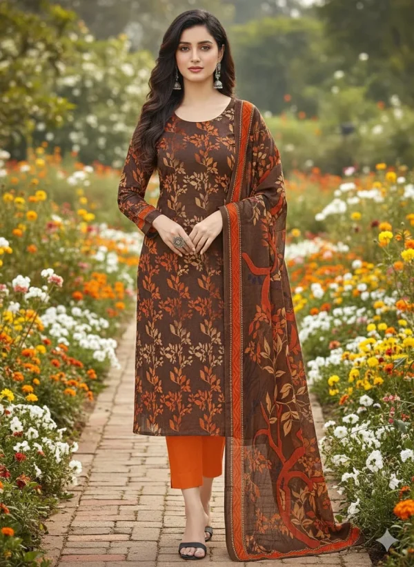 Pure Cotton Joypuri Bonoful Unstitched Three Piece - 1013 C