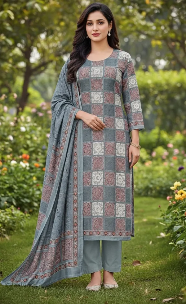 Pure Cotton Joypuri Bonoful Unstitched Three Piece - 1021 D