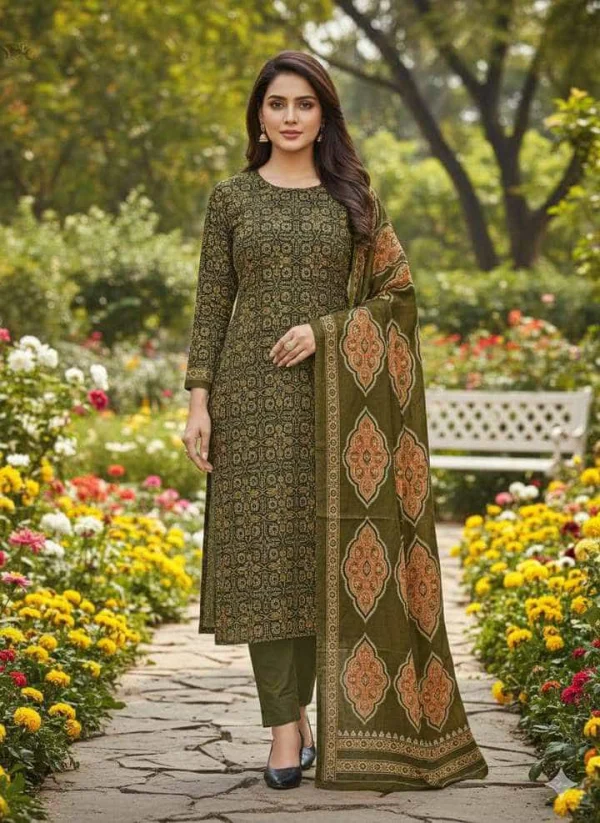 Pure Cotton Joypuri Bonoful Unstitched Three Piece - 1022 A