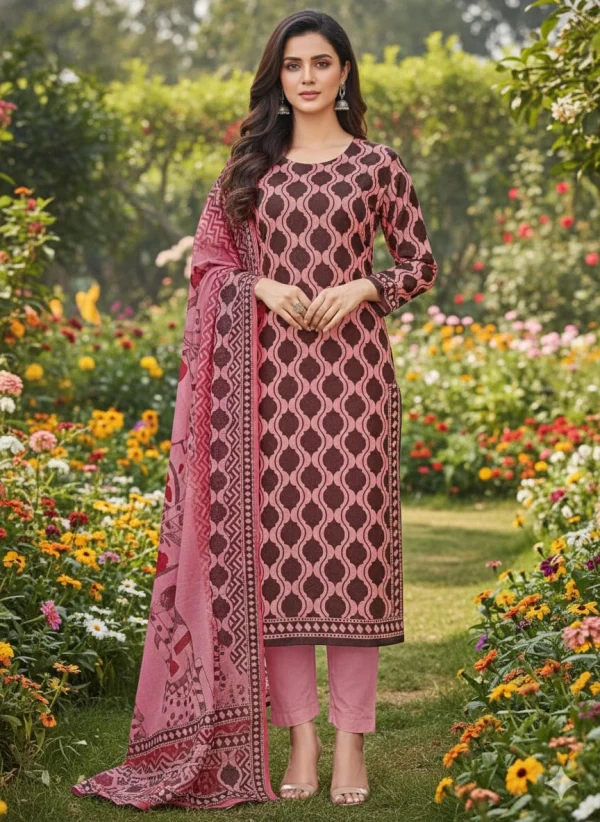 Pure Cotton Joypuri Bonoful Unstitched Three Piece - 1026 B