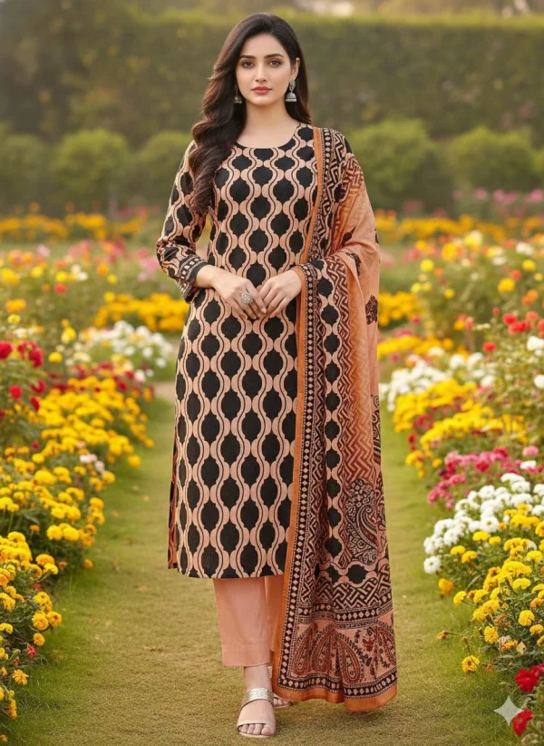 Pure Cotton Joypuri Bonoful Unstitched Three Piece - 1026 D